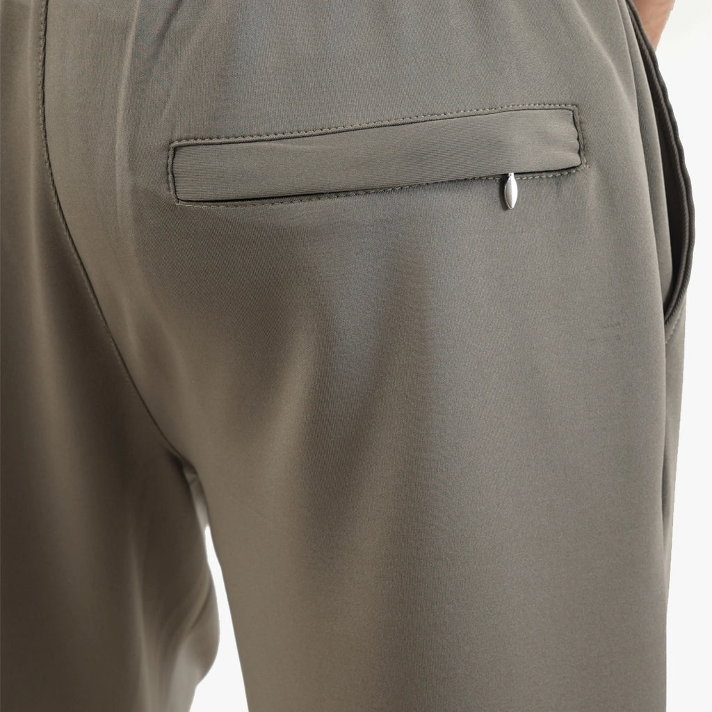 Khaki Poly Scuba Straight Pants