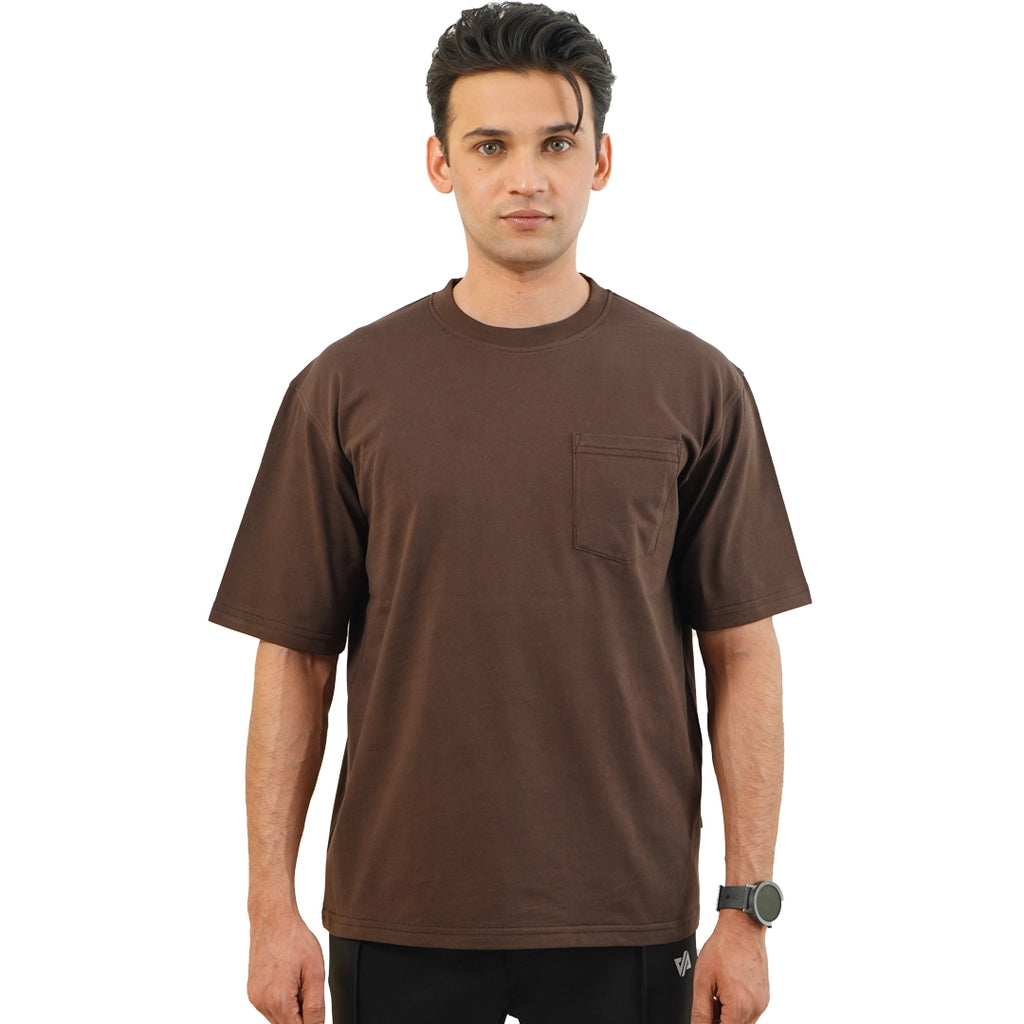 Brown Oversize T-Shirt with Pocket
