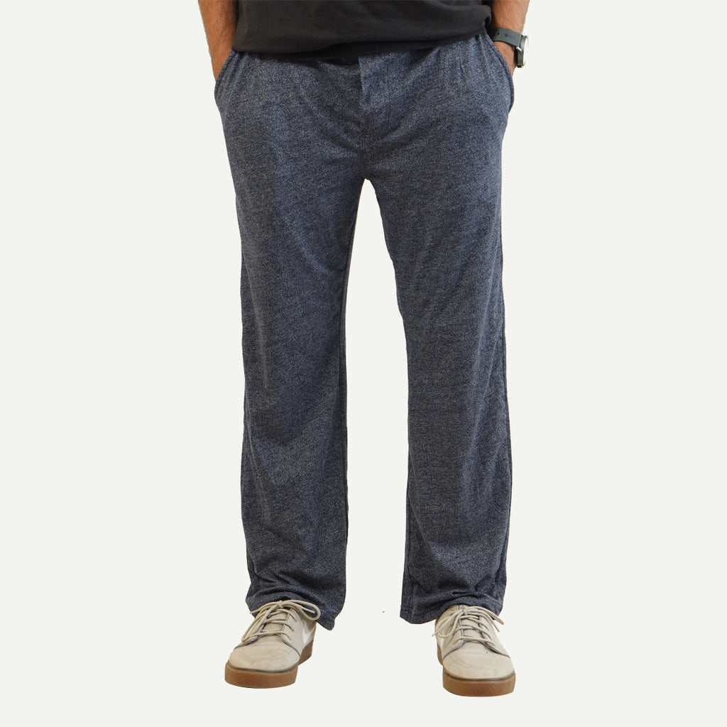 Melange Navy Relax Fit Cotton Trouser