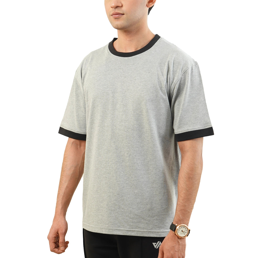 Htr-Gray Oversize Ringer T-Shirt