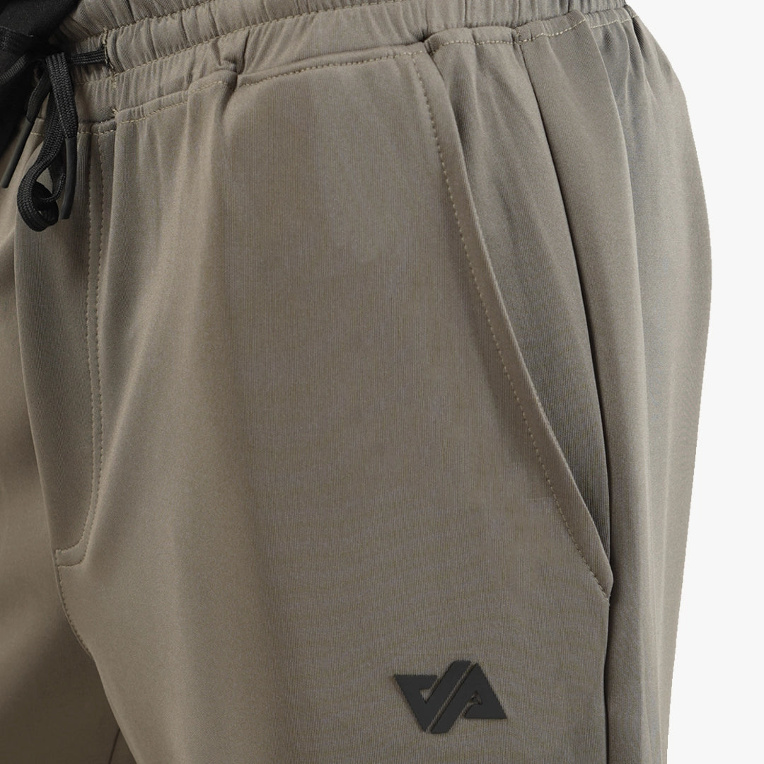 Khaki Poly Scuba Straight Pants