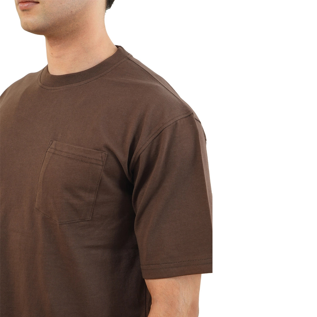 Brown Oversize T-Shirt with Pocket