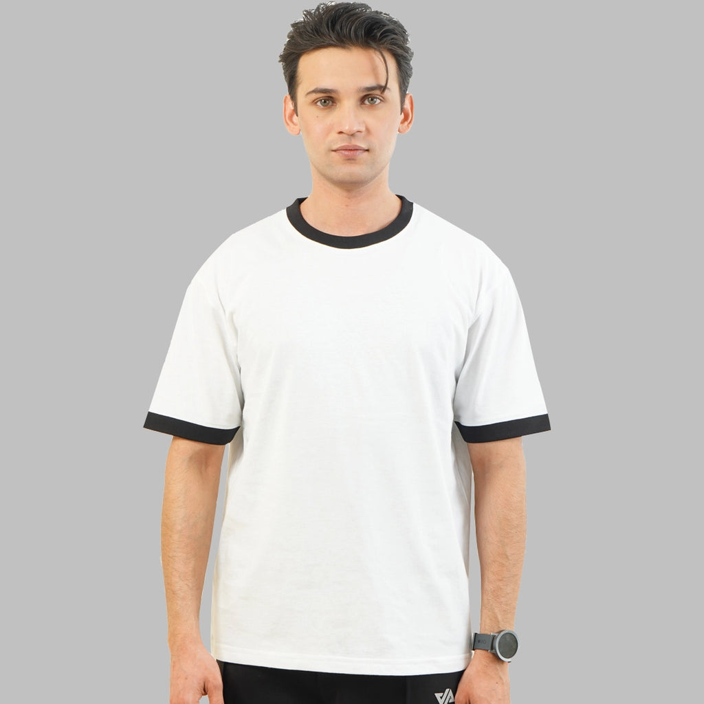 White Oversize Ringer T-Shirt