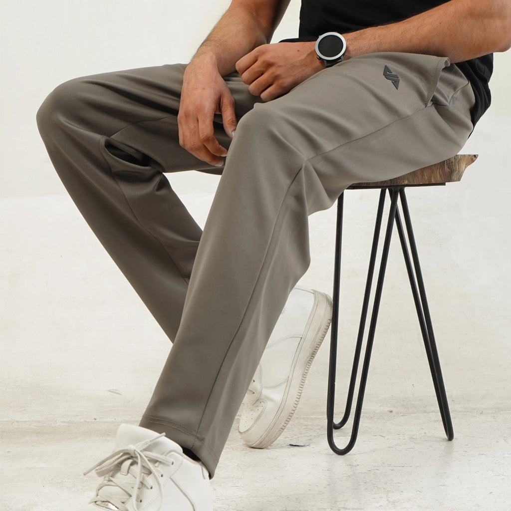 Khaki Poly Scuba Straight Pants