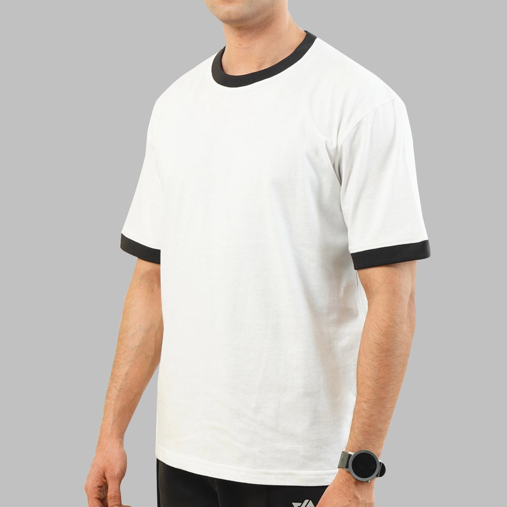 White Oversize Ringer T-Shirt