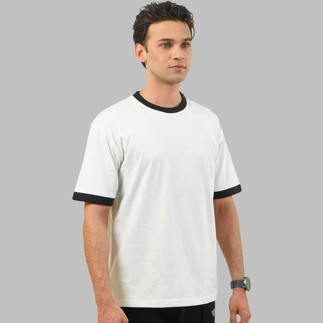 White Oversize Ringer T-Shirt