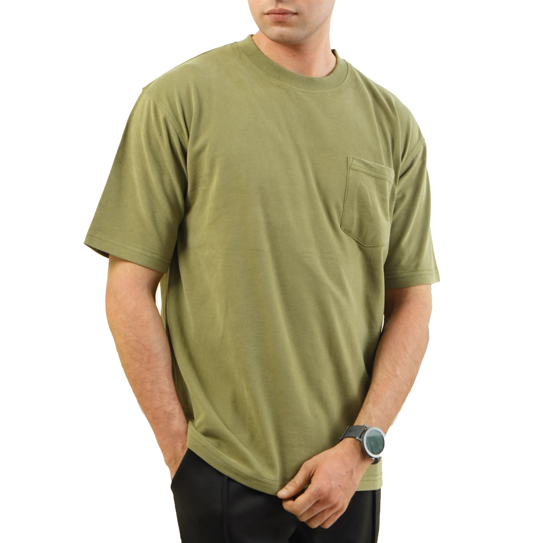 Olive Oversize T-Shirt with Pocket