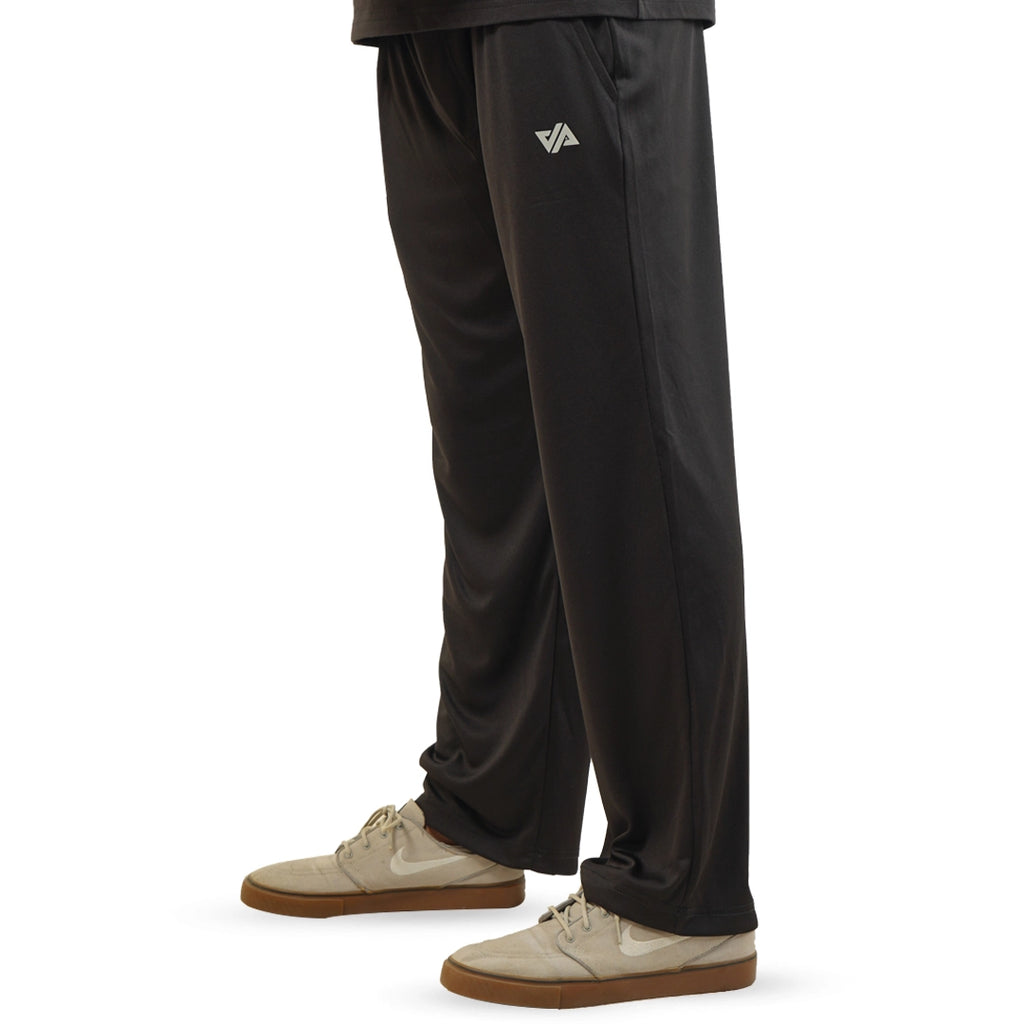 Black Poly Scuba Loose Fit Pleated Trouser