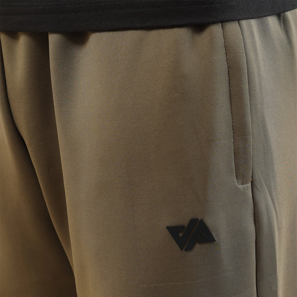 Khaki Poly Scuba Wide Leg Trouser with Slit