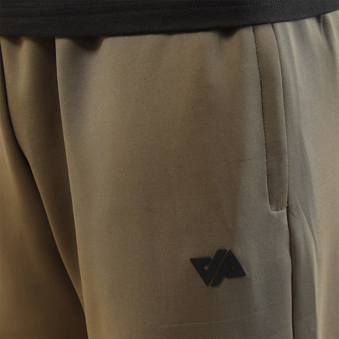 Khaki Poly Scuba Wide Leg Trouser with Slit