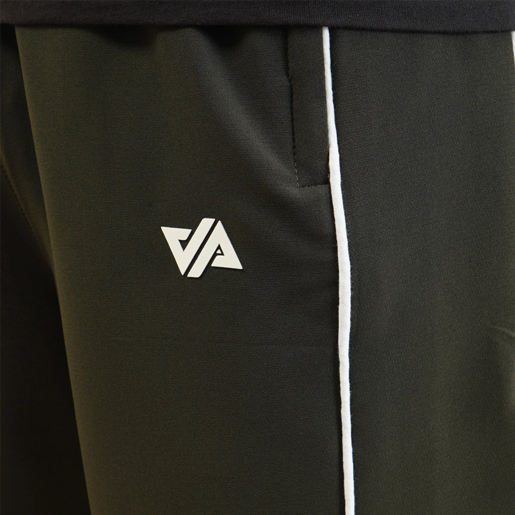 Olive Woven Terry Double Piping Wide Leg Trouser