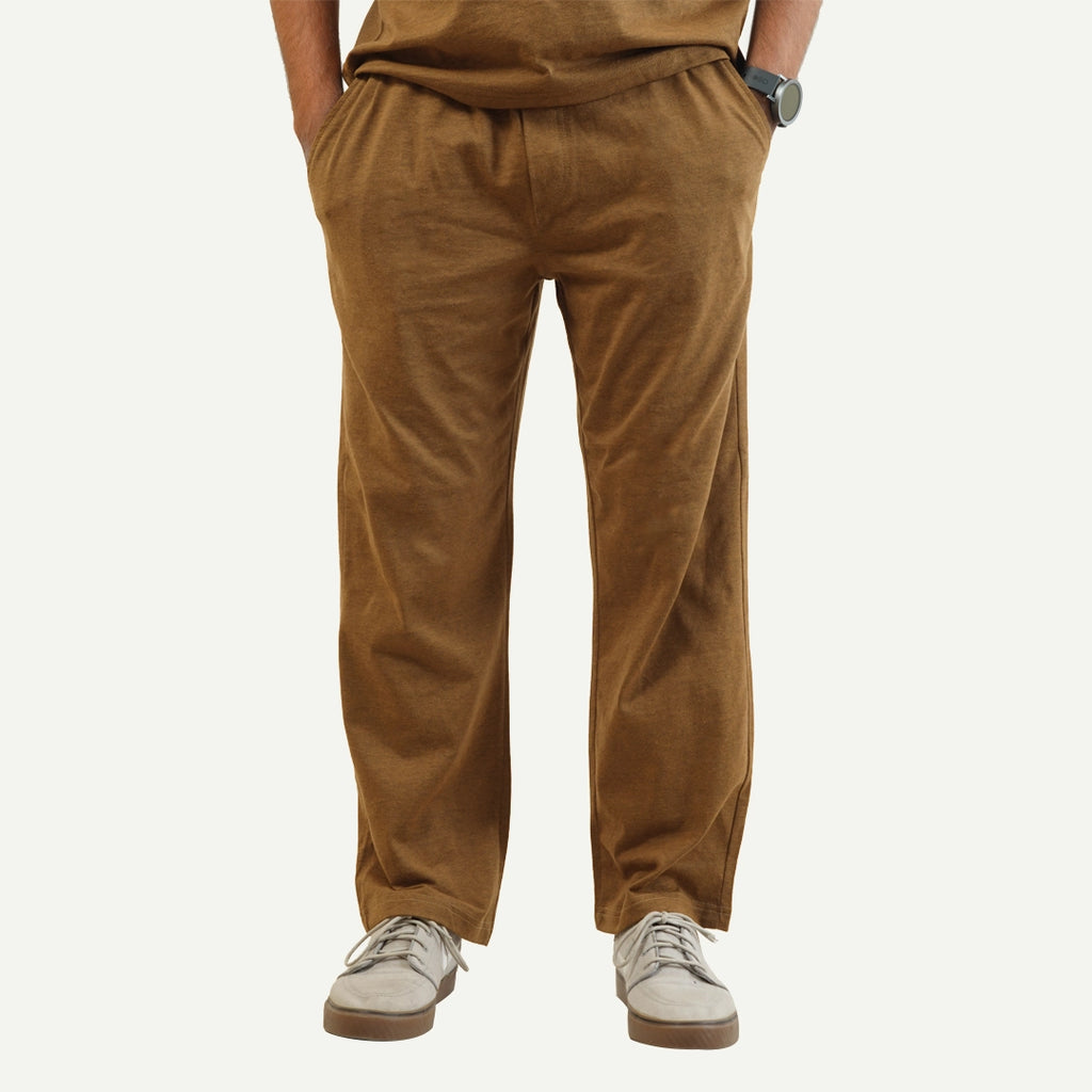 Melange Camel Relax Fit Cotton Trouser