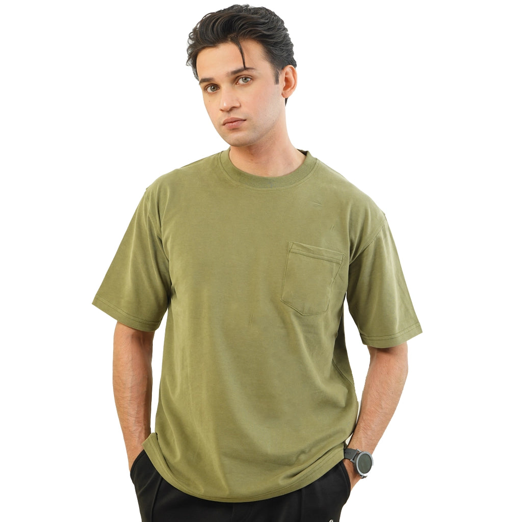 Olive Oversize T-Shirt with Pocket