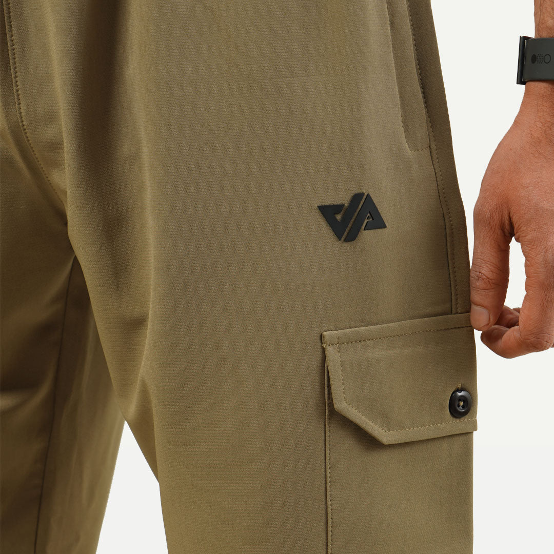 Khaki Woven Terry Wide Leg Cargo Trousers
