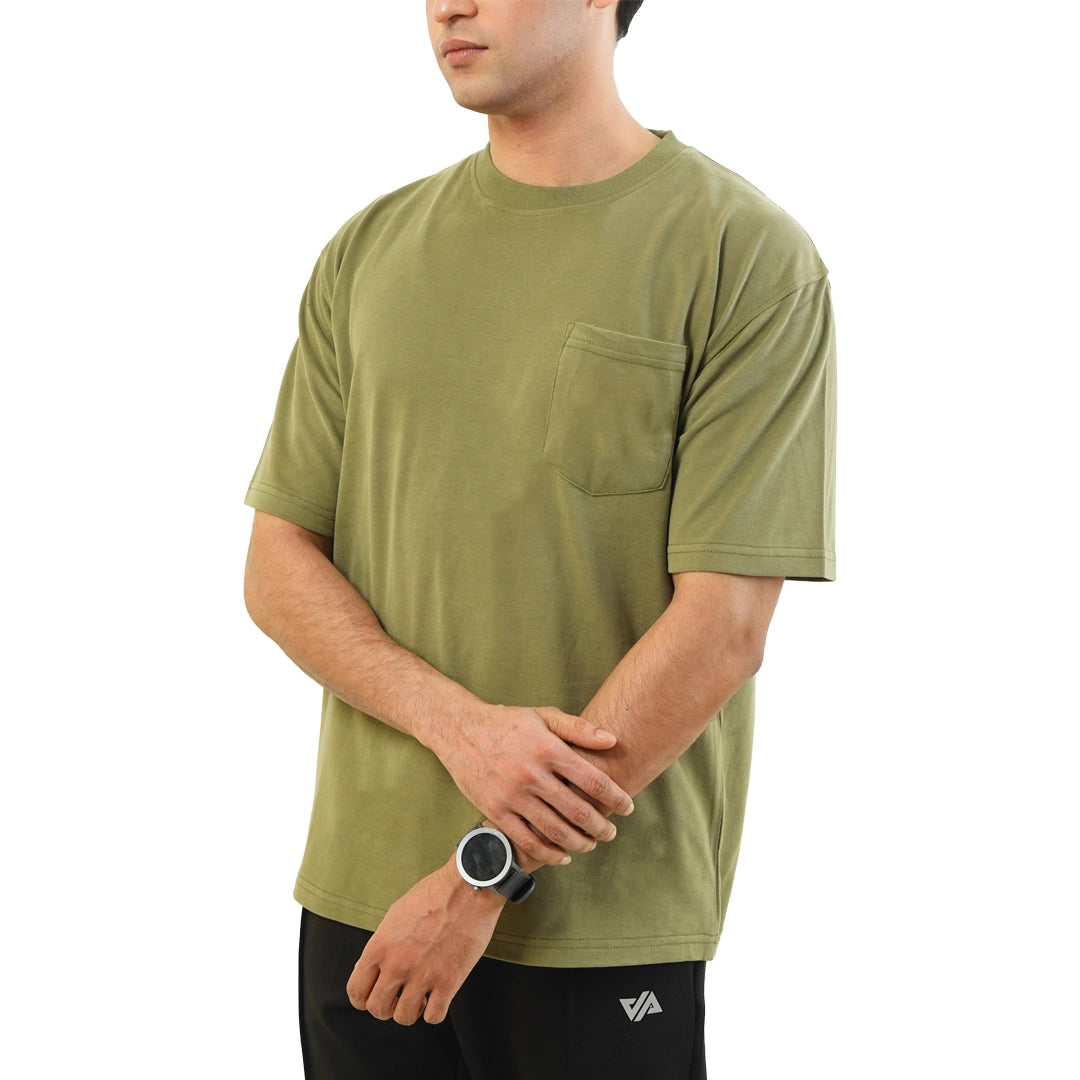 Olive Oversize T-Shirt with Pocket