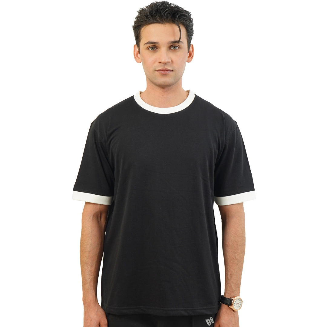Black Oversize Ringer T-Shirt