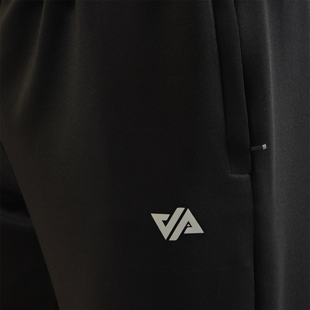 Black Poly Scuba Wide Leg Trouser with Slit