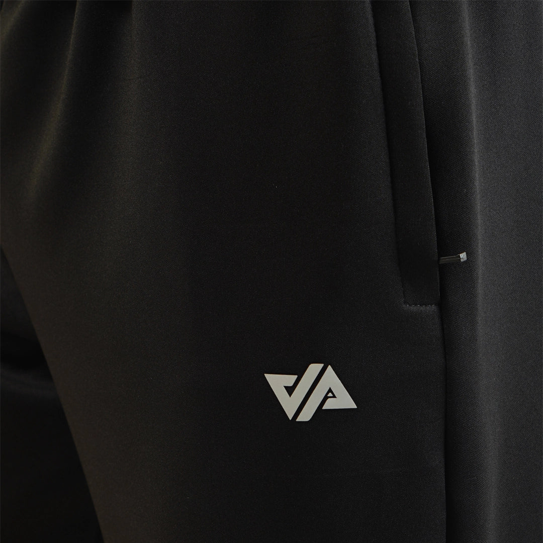 Black Poly Scuba Wide Leg Trouser with Slit