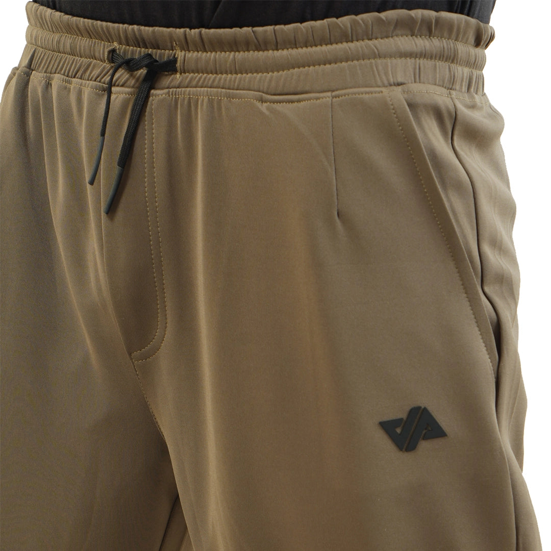 Khaki Poly Scuba Loose Fit Pleated Trouser