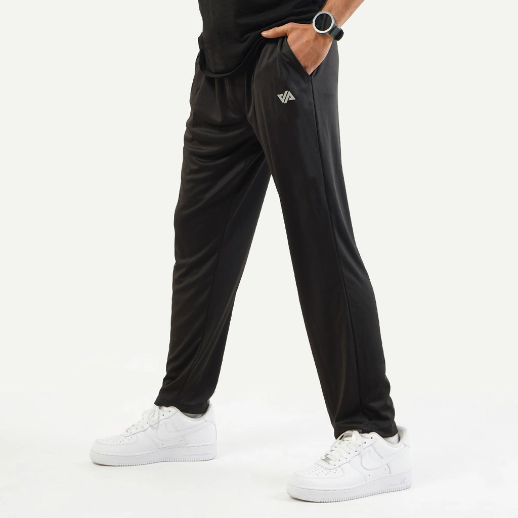 Black Poly Scuba Straight Pants
