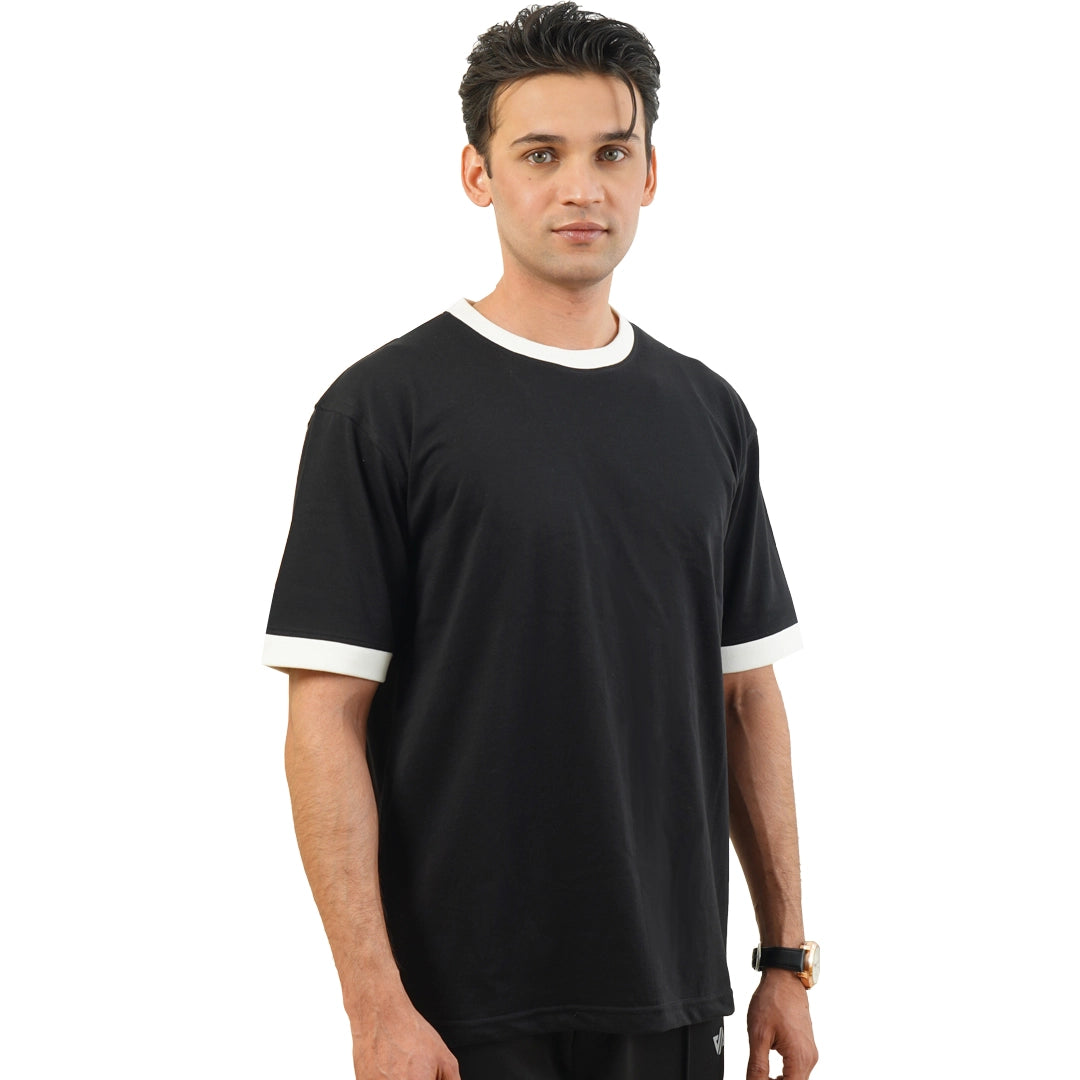 Black Oversize Ringer T-Shirt