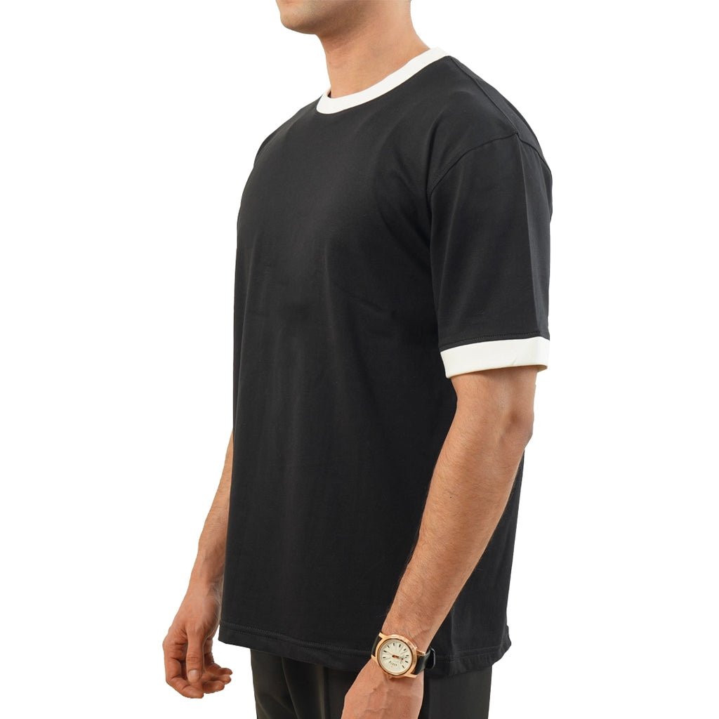 Black Oversize Ringer T-Shirt