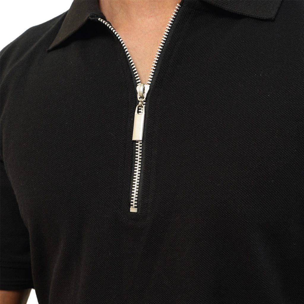 Black Polo with Metal Zipper