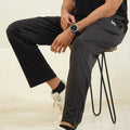Black Poly Scuba Straight Pants