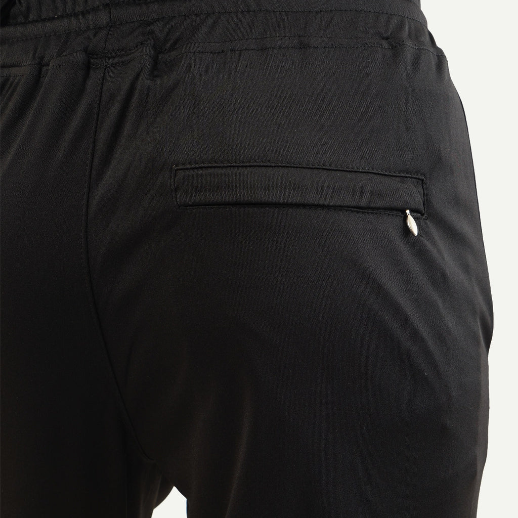 Black Poly Scuba Straight Pants