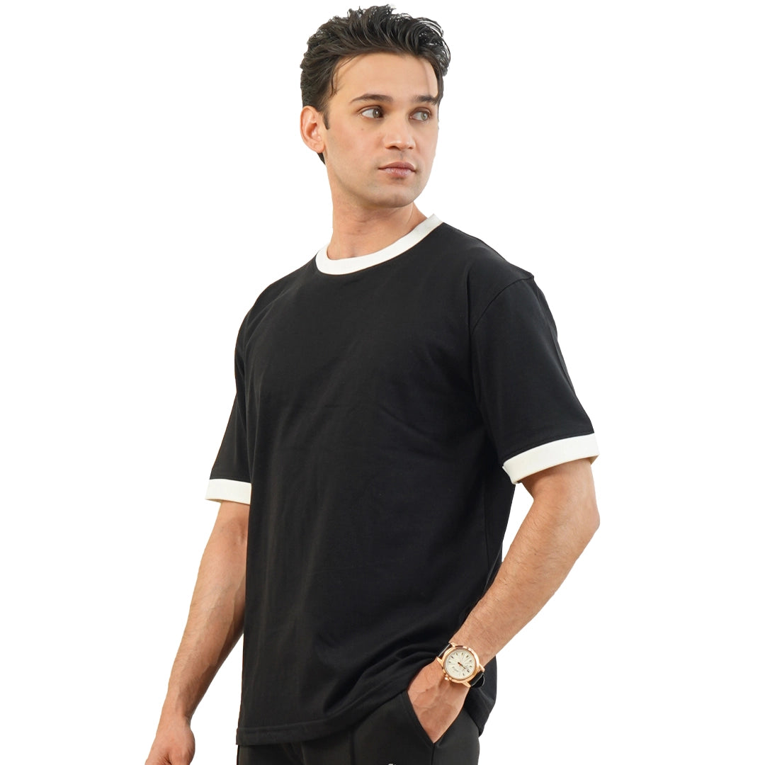 Black Oversize Ringer T-Shirt