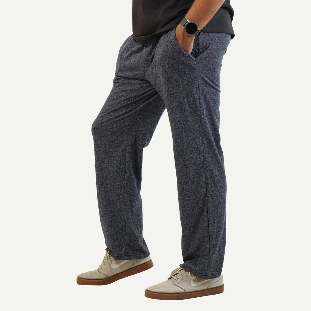 Melange Navy Relax Fit Cotton Trouser