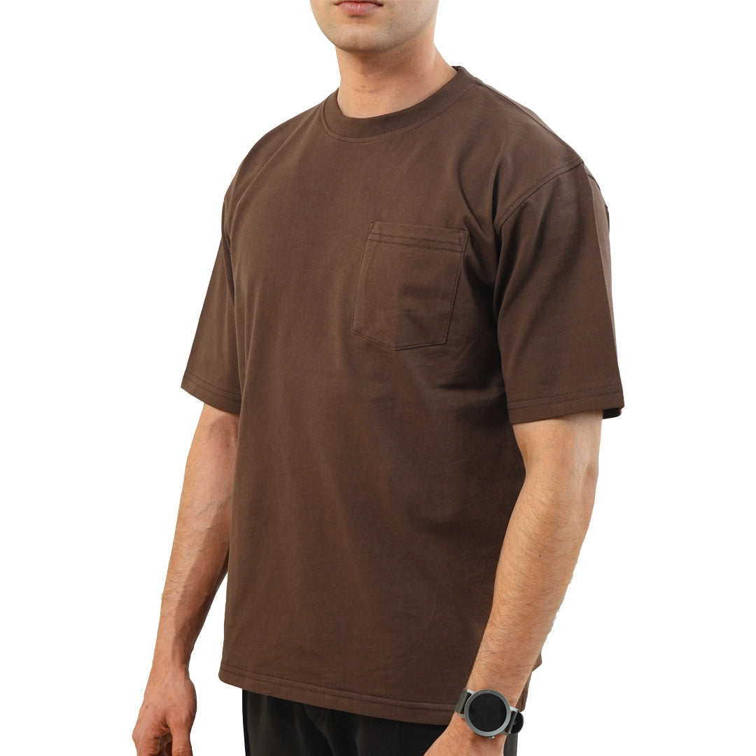 Brown Oversize T-Shirt with Pocket