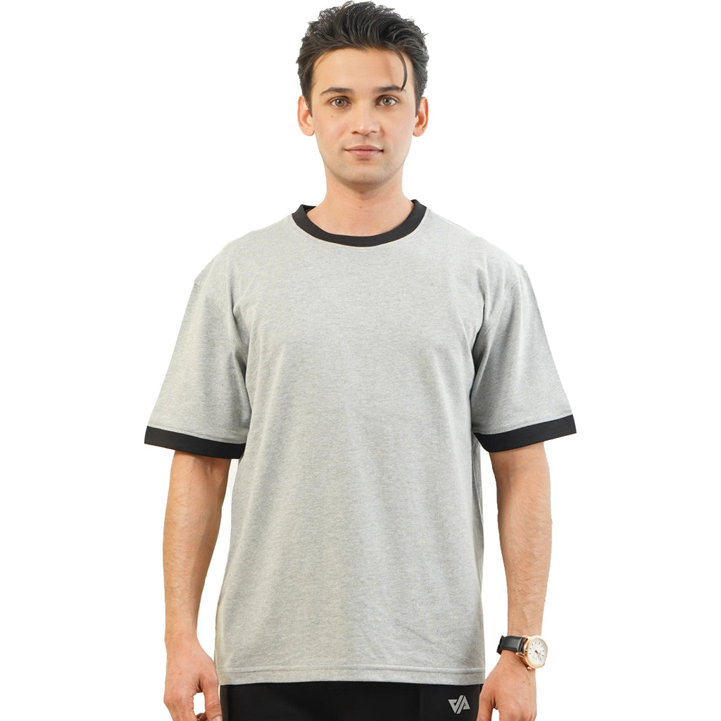 Htr-Gray Oversize Ringer T-Shirt