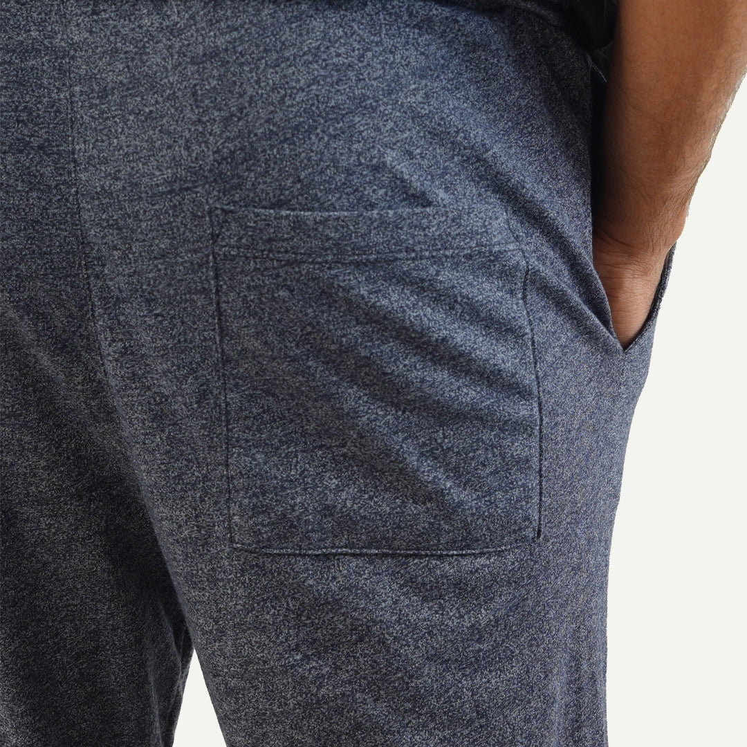 Melange Navy Relax Fit Cotton Trouser