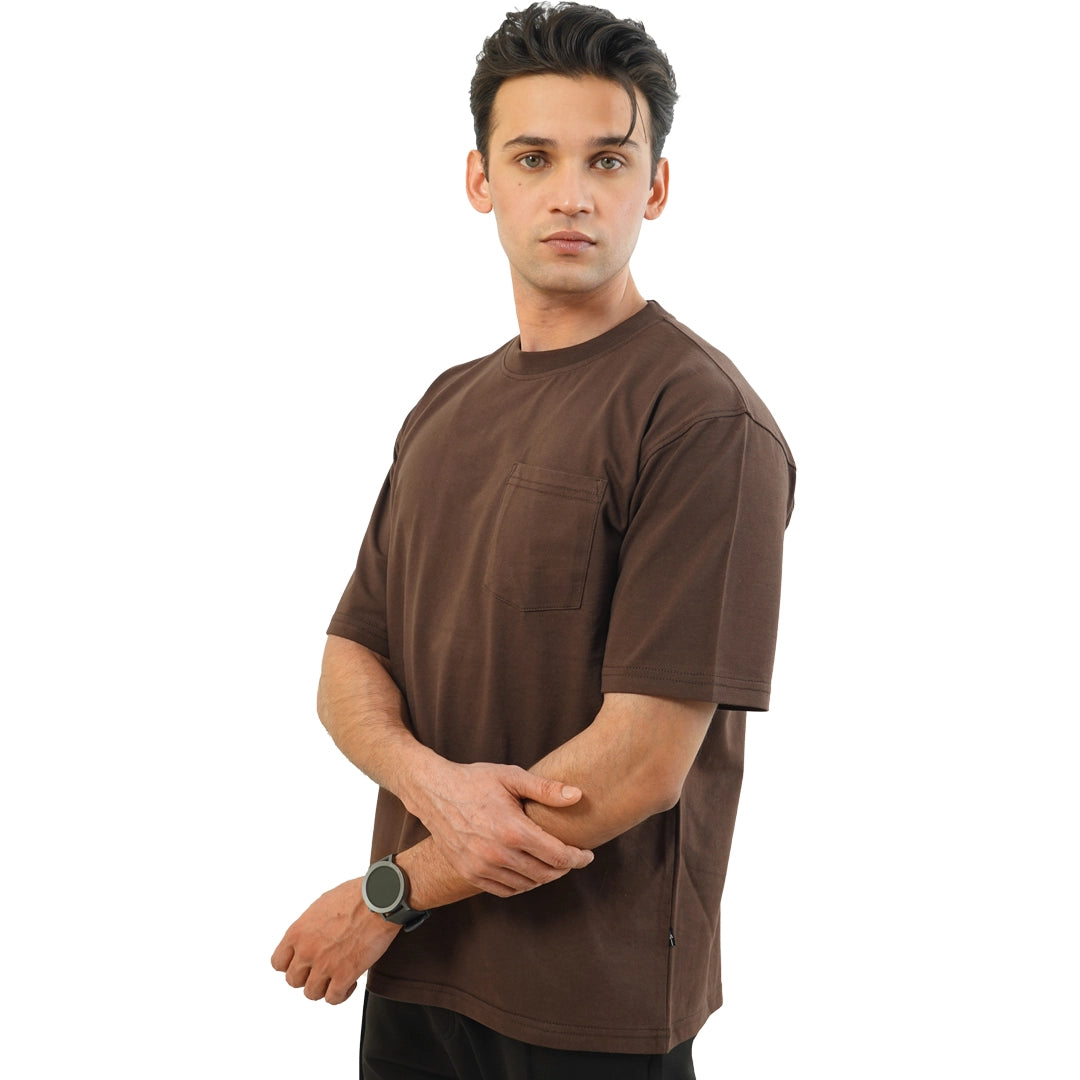 Brown Oversize T-Shirt with Pocket