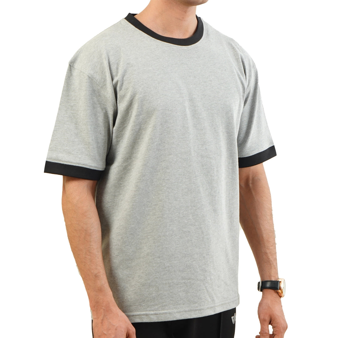 Htr-Gray Oversize Ringer T-Shirt