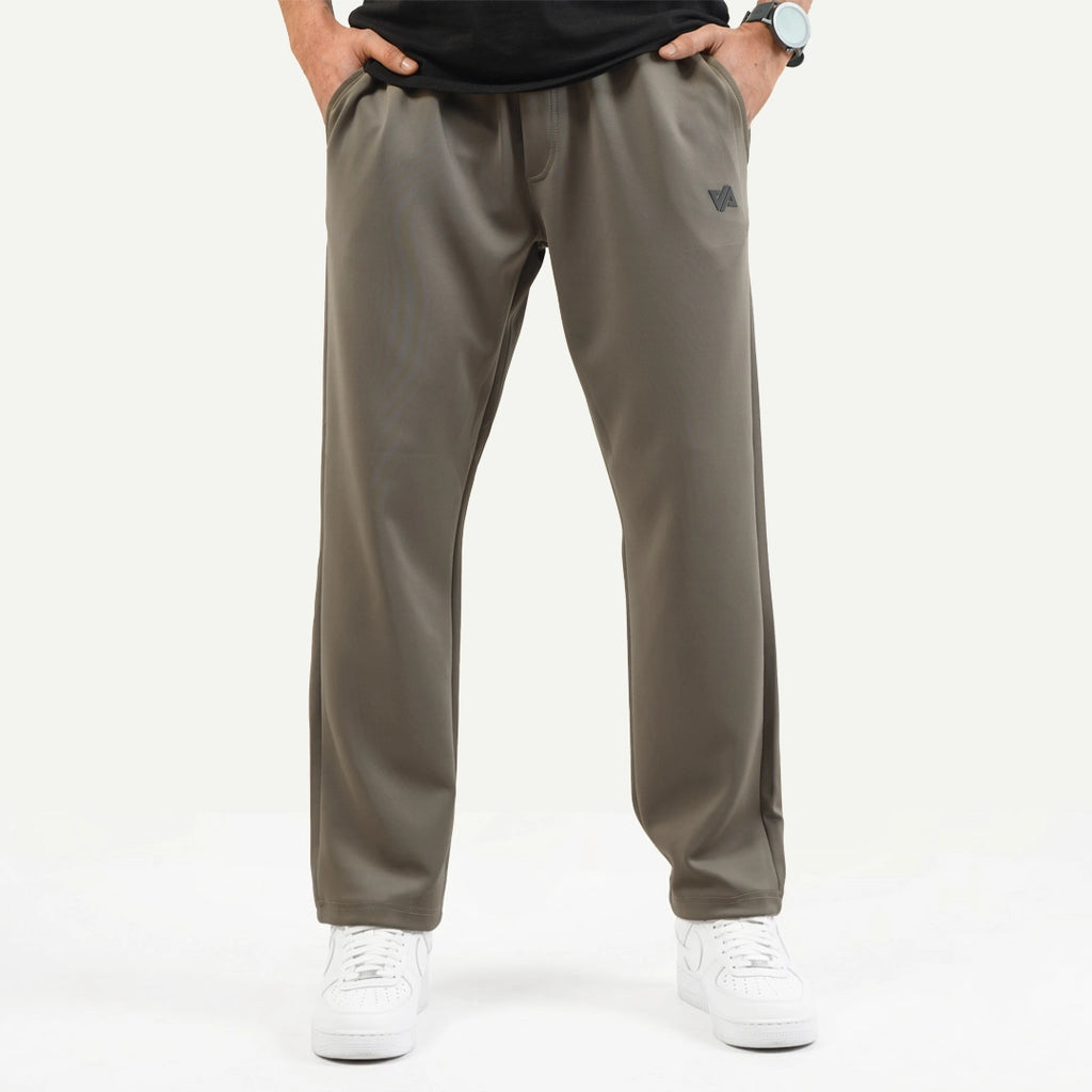 Khaki Poly Scuba Straight Pants