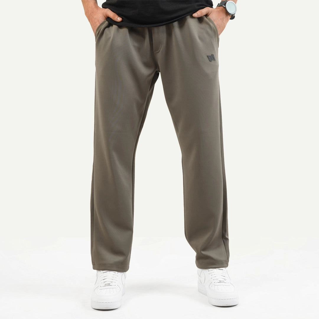 Khaki Poly Scuba Straight Pants
