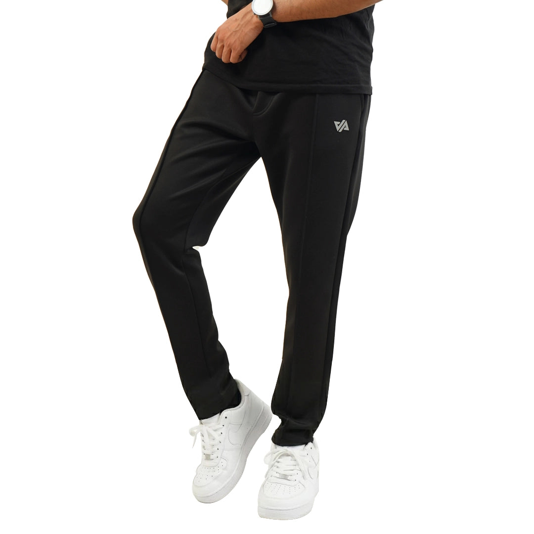 Black Fitted Front Stitch Pants