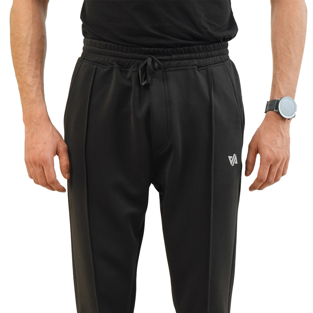 Black Fitted Front Stitch Pants