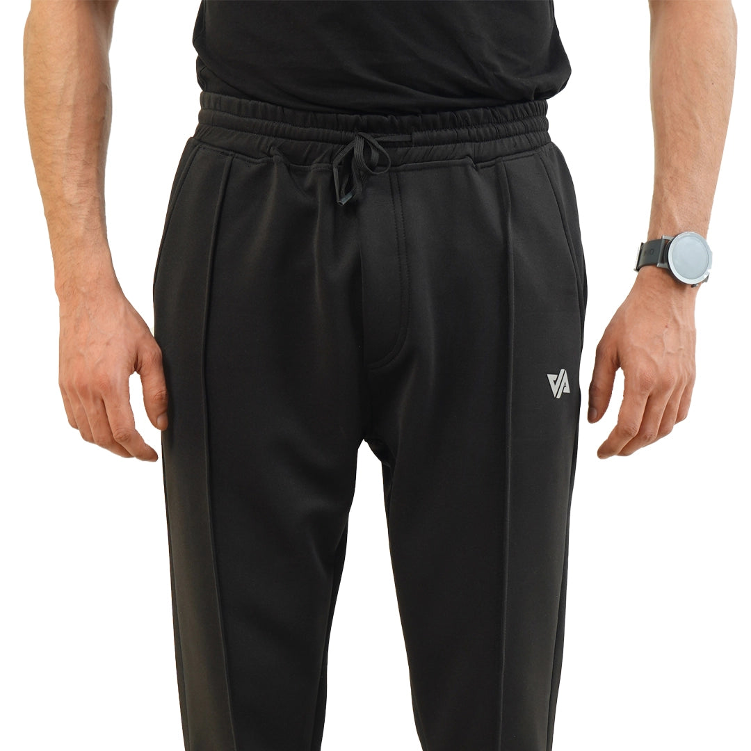 Black Fitted Front Stitch Pants