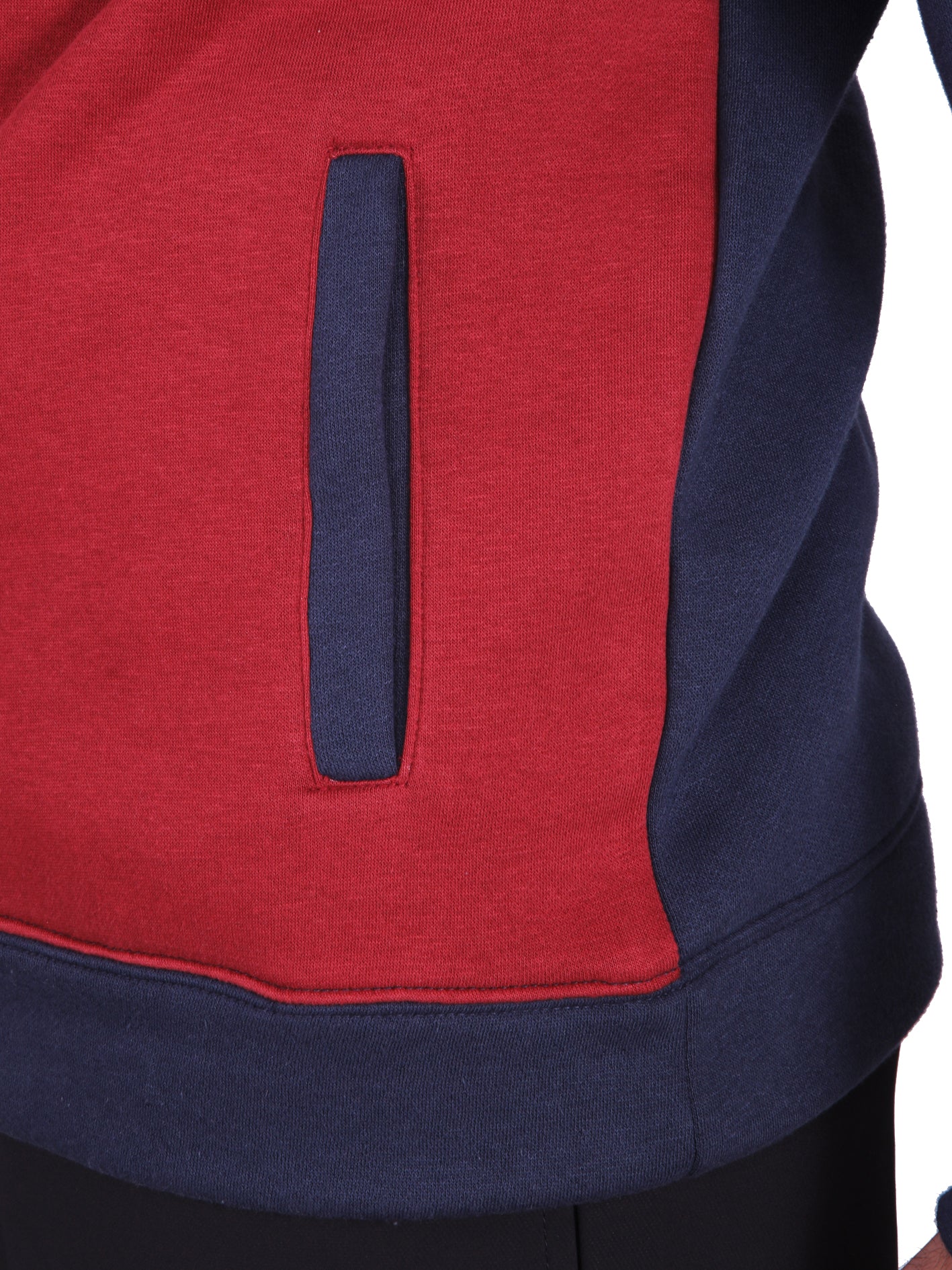 Two Tone Fleece Pullover Hoodie – Navy & Red
