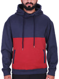 Two Tone Fleece Pullover Hoodie – Navy & Red