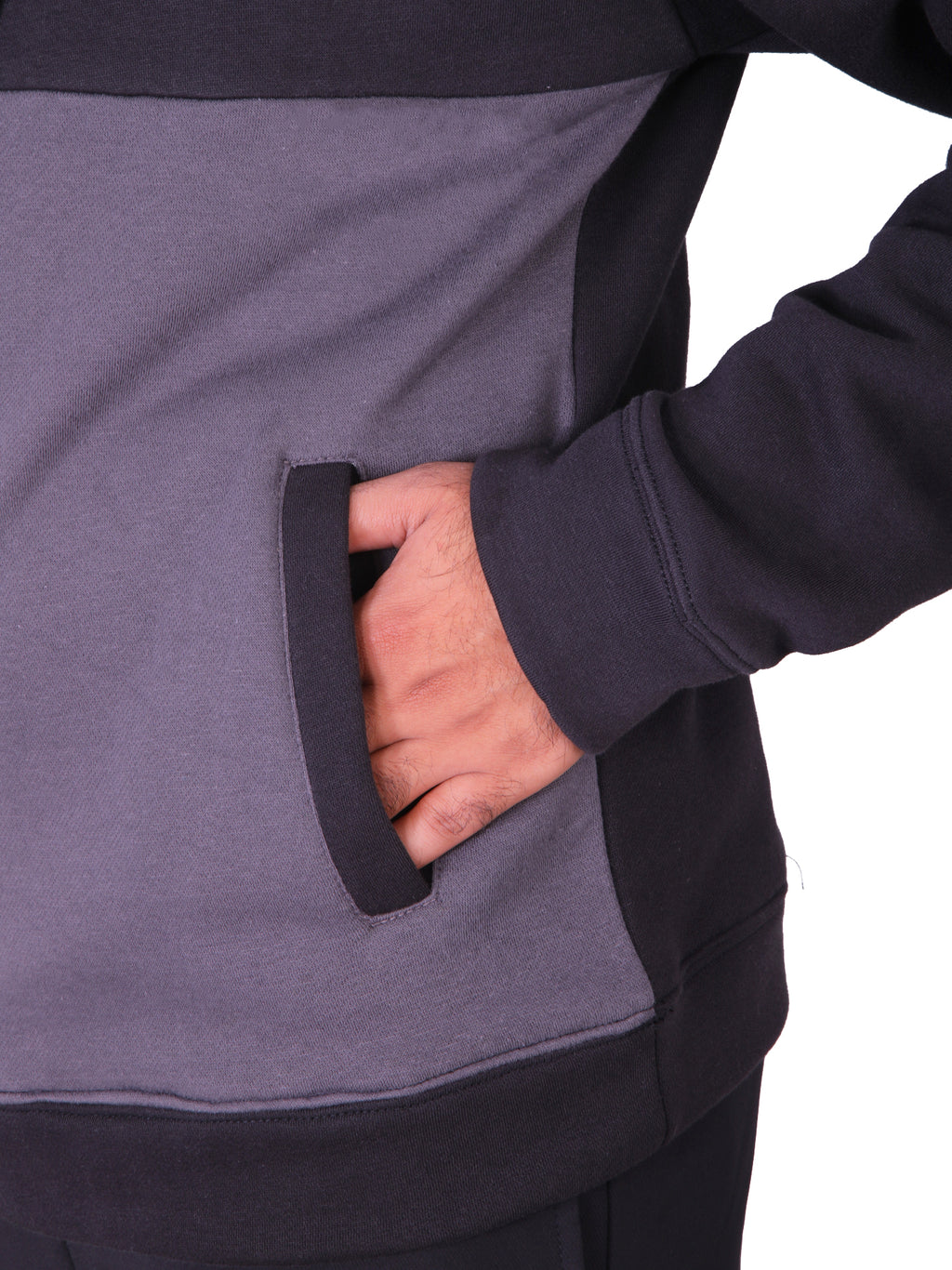 Two Tone Fleece Pullover Hoodie – Black & Grey