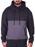 Two Tone Fleece Pullover Hoodie – Black & Grey