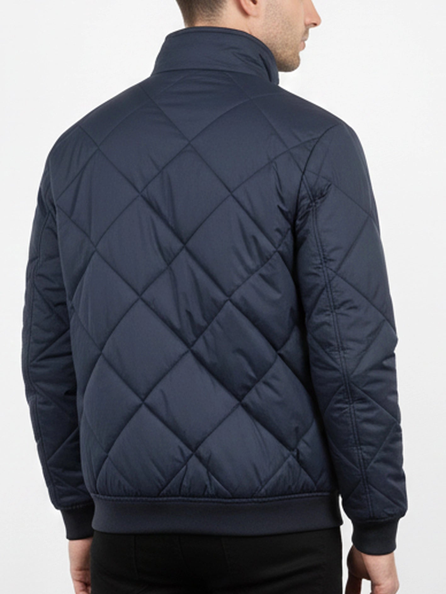 Diamond Quilted Puffer Jacket Navy