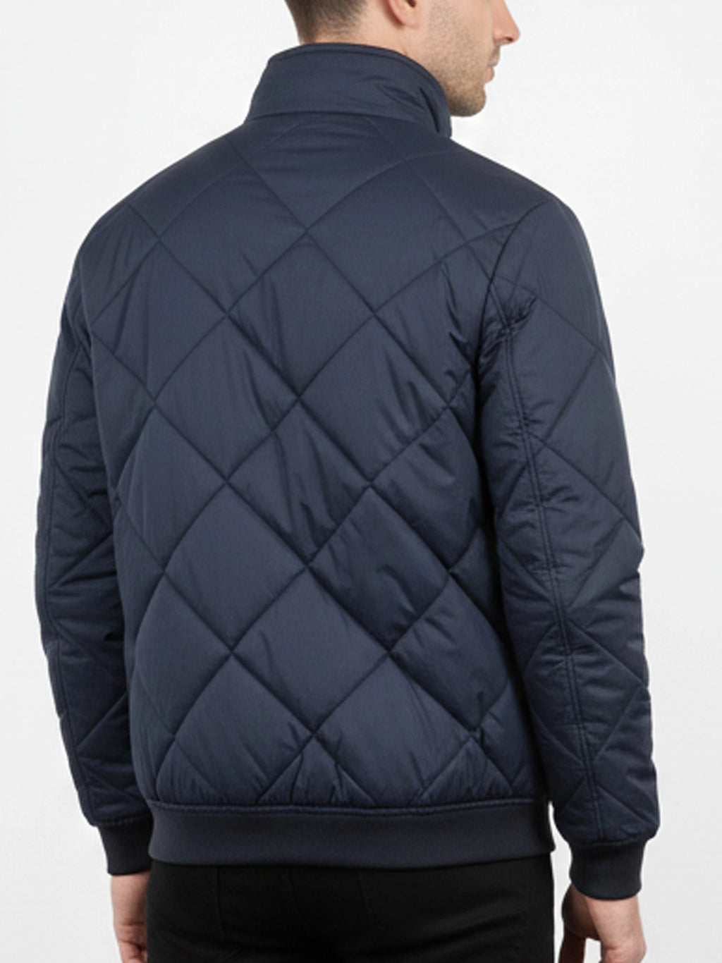 Diamond Quilted Puffer Jacket Navy