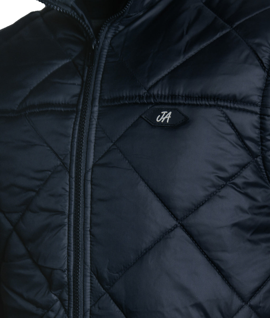 Diamond Quilted Sleeveless Puffer Jacket Black