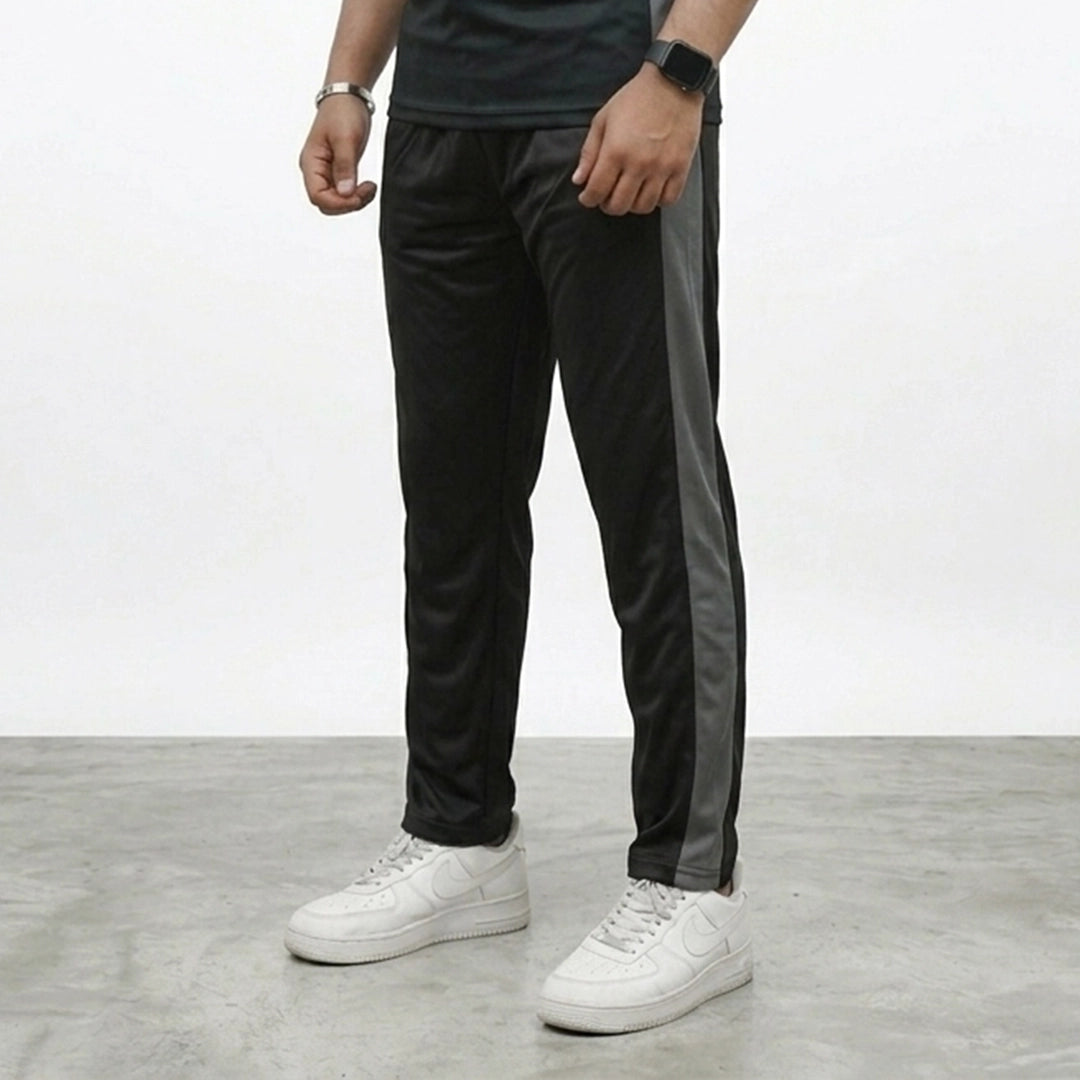 Black with Gray Panel Breathable Quick Dry Bottoms