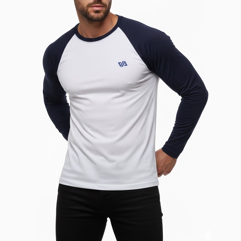White & Navy Raglan